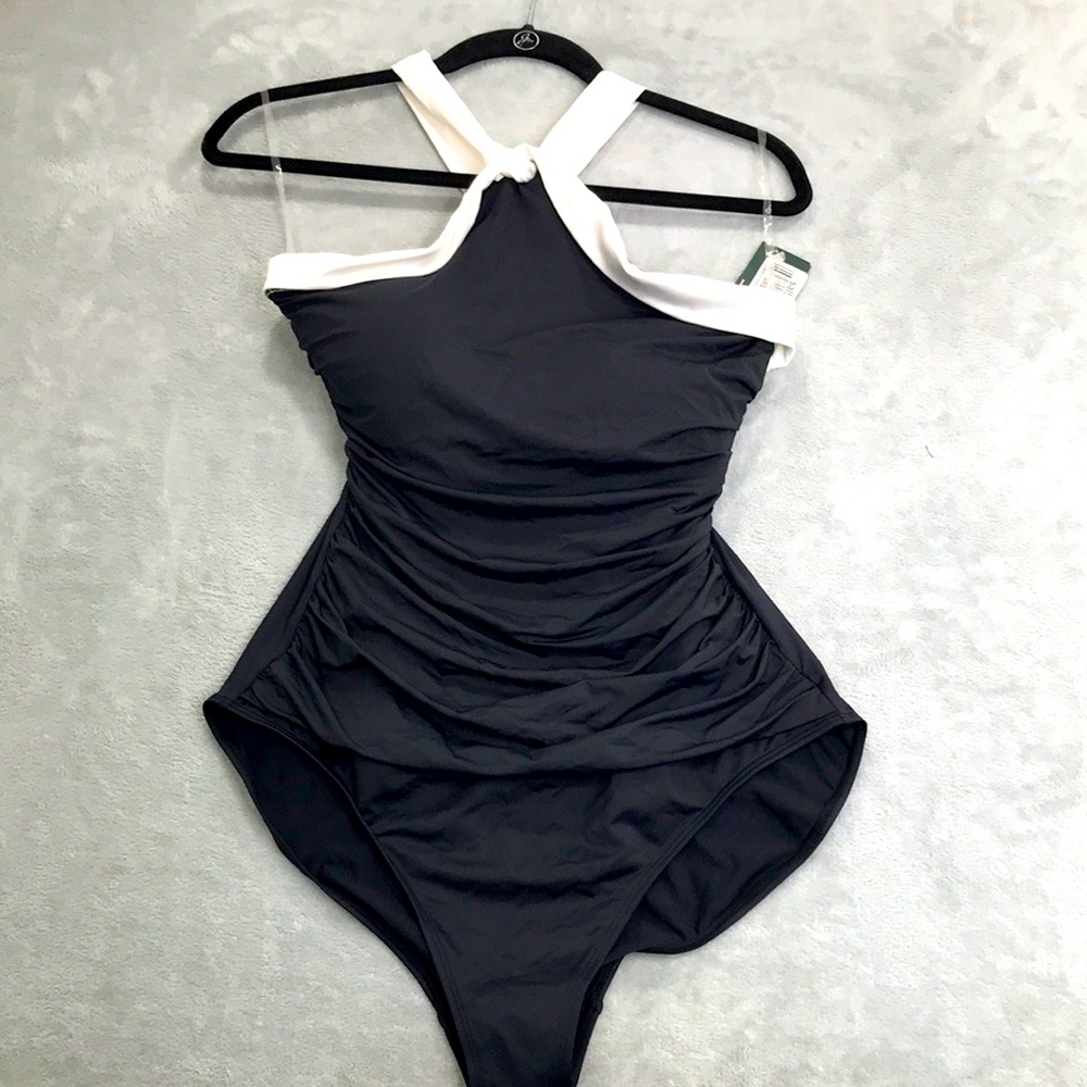 Lauren Ralph Lauren Bel Air High Neck One Piece Swim Size 16 New